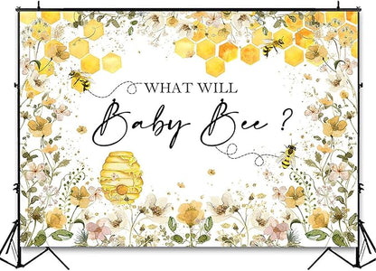 Avezano Baby Gender Reveal Backdrop - Honeycomb Bee Theme Party Decorations Banner (5x3ft)