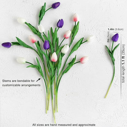 FiveSeasonStuff Real Touch Tulips Artificial Flowers – 15 Stems Faux Tulip Bouquet in Gift Box for Wedding, Home Decor, Party, Floral Arrangements (Beyond Purple)