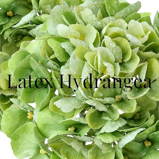 4 Pcs Real Touch Green Hydrangeas Artificial Hydrangeas Flowers 21'' Real-Looking Faux Latex Hydrangea for Kitchen Living Room Porch Home Decor Baby Shower Party Table Centerpiece
