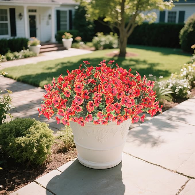 Artificial Fall Flowers Faux Mums for Outdoor Indoor Garden Home Decoration, Faux Flower Daisy with Eucalyptus Leaves Fake Mums Plants Greenery Boxwood Porch Patio, 12 Bundles