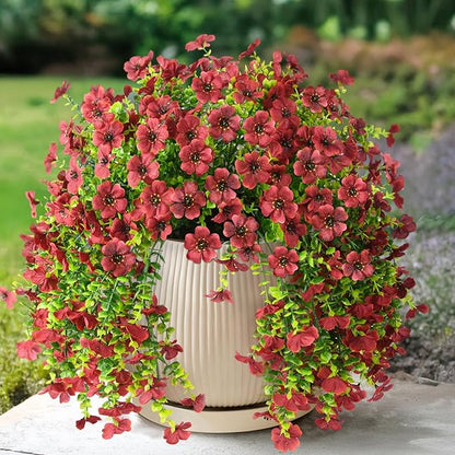 Artificial Fake Mums Fall Flowers Plants for Outdoor Decoration, 2 PCS Faux Daisy Silk Flowers Outside UV Resistant Realistic Home Autumn Decor for Porch Patio Balcony Garden Window Box(Brown)