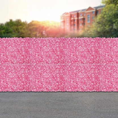 LOYALHEARTDY 20 PCS Artificial Flower Wall Panel 24" x 16" Faux Flowers Wall Decoration Pink Hydrangea Flower Panels Wall for Home Party Wedding Christmas Festival Photo Backgdrop Decor
