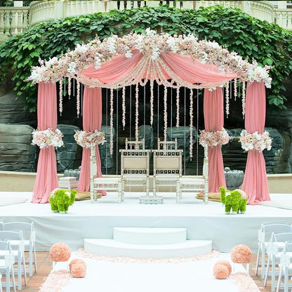 10 x 10 Feet Rose Pink Backdrop Curtain for Partie, Background Curtains for Photoshoot, Birthday, Wedding, Halloween, Thanksgiving, Christmas, New Year Party Decorations 5Ft x 10Ft, 2 Panels