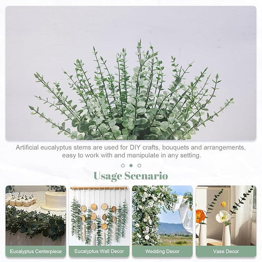 50 Pcs Artificial Eucalyptus Stems Fake Eucalyptus Greenery Branches for Floral Arrangements, Wedding Centerpiece, Crafts