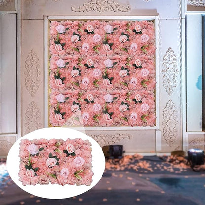 12pcs Realistic Flower Wall Background Artificial Flowers Wall Backdrop Panel 3D Silk Rose Fake Flower Wall Panel Banquet Wedding Party Decor for Any Party Decorations24x15 Inch