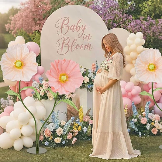 B-COOL Artificial Giant Flowers for Wedding Decoration: Pink Huge Flowers 5.58 ft Large Paper Flower Champagne Faux Floral for Reception Arrangements Photographic Props Party Background Decor