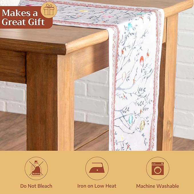 Maison d' Hermine Table Runner 100% Cotton Single Layer Table Runners 108 inches Long for Thanksgiving Christmas Decorations Home Kitchen Dining Party Wedding (Fairy Christmas, 14.5" x 108")