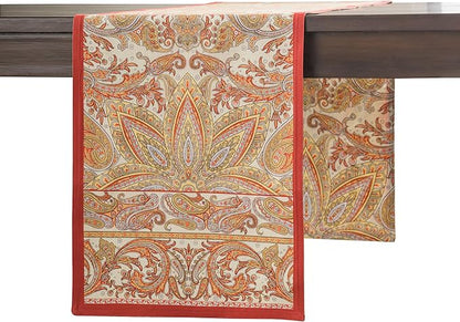 Maison d' Hermine Table Runner 100% Cotton Double Layer Table Runners 108 inches Long for Thanksgiving Christmas Decorations Home Kitchen Dining Party Wedding (Kashmir Paisley, 14.5" x 108")