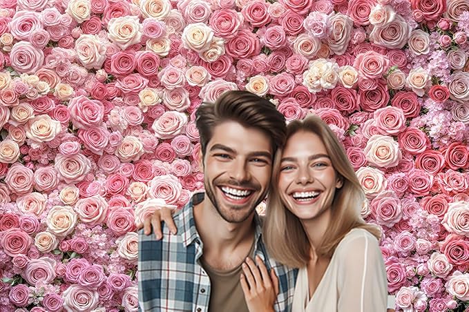 9 x 6 ft Pink Flower Wall Backdrop Floral Rose Floral Photography Backdrops Girls Princess Birthday Baby Shower Wedding Bridal Shower Photo Background Mothers Day Picture Cake Table Decoration Banner