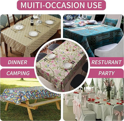 Rectangle Table Cloth,100% Waterproof Tablecloth Oil Proof Spill Proof Vinyl Table Cloth, Wipe Clean Plastic Table Cover for Dining, Camping, Indoor and Outdoor 54" x 78",Pink