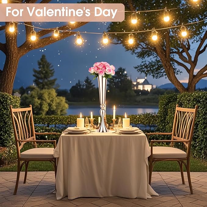 2 Set Rose Gold Vases Centerpieces for Table, Mjkeomo Trumpet Vases 21.9'' Tall Rose Gold Vase for Centerpieces, Table Centerpieces for Party Event, Christmas, Wedding, Valentine's Day