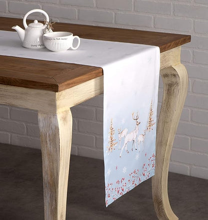 Maison d' Hermine Table Runner 100% Cotton Single Layer Table Runners 60 inches Long for Thanksgiving Christmas Decorations Home Kitchen Dining Party Wedding (Fairy Tale Forest, 14.5" x 60")