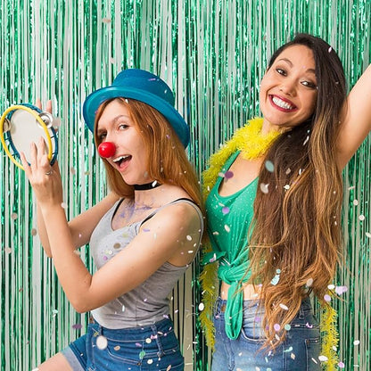 10 Pack Foil Curtain Backdrop Green Metallic Tinsel Foil Fringe Curtains Photo Booth Props for Birthday Wedding Engagement Baby Shower Bachelorette Christmas Holiday Celebration Party