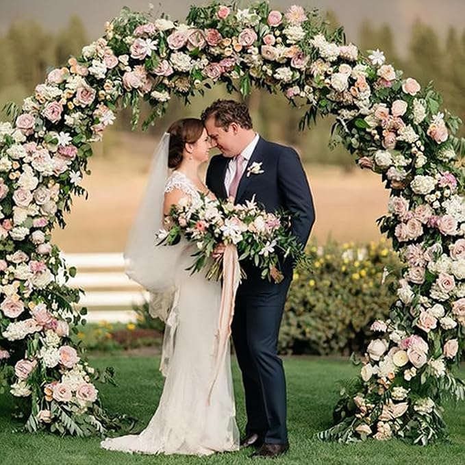 Balloon Arch Stand Kit, 8.2ft (2.5m) Metal Round Backdrop Stand Frame Set: Half Circle Gold Balloon Arch for Birthday Party Baby Shower Wedding Graduation Decoration (Golden)