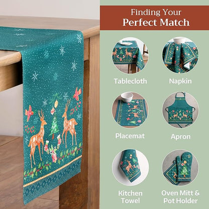 Maison d' Hermine Table Runner 100% Cotton Double Layer Table Runners 72 inches Long for Thanksgiving Christmas Decorations Home Kitchen Dining Party Wedding (Hygge Christmas, 14.5" x 72")