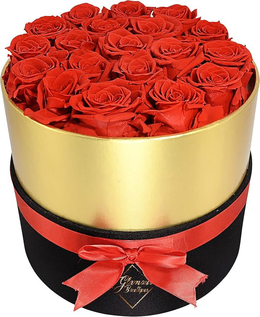 GLAMOUR BOUTIQUE Eternal Preserved Roses in a Box - Flowers Forever, Rose Forever in a Box for Wife, Birthday Gifts for Her, 19 Roses, Red