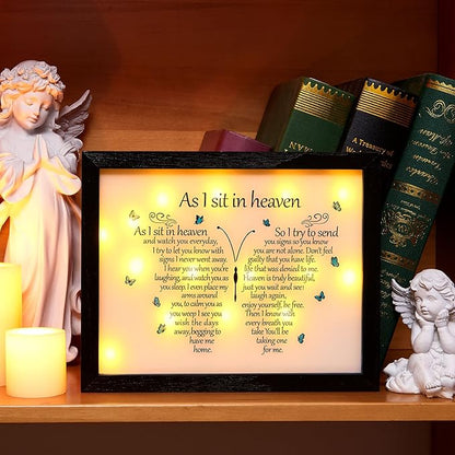 WOODEXPE Sympathy Gift LED Memorial Shadow Box 8x10 Memorial Gifts for Loss of Loved One (Butterfly Black)