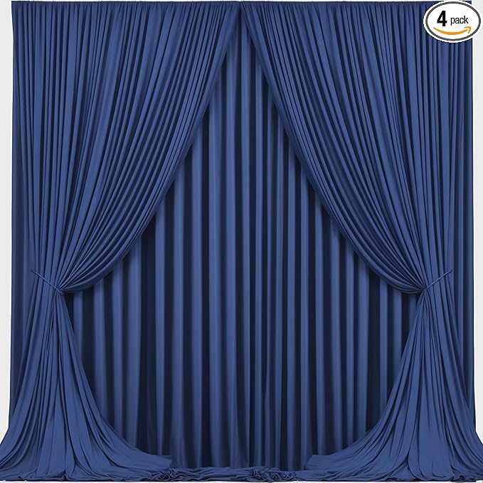 Navy Blue Backdrop Curtains - Wrinkle-Free Polyester Photography Drapes for Wedding, Baby Shower, Birthday, Graduation Party Decorations - 16 X 10FT