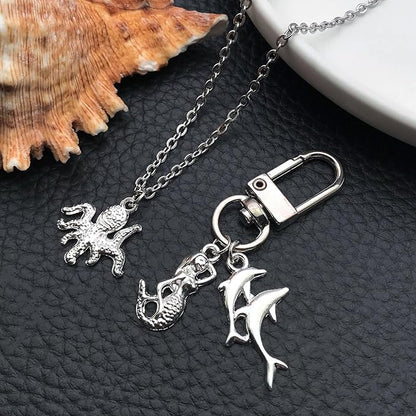 WOCRAFT 60pcs Bright Silver Ocean Bracelet Charms for Jewelry Making Sets DIY Necklace Bracelet Keychain Crafting Charms Kit Craft Supplies (SN885)