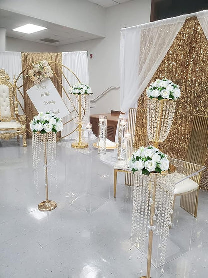 BLOSMON White Fake Flowers Centerpieces: 6 Pcs Artificial Roses Flower Ball for Wedding Dinning Table - Faux Silk Kissing Bouquet Floral Arrangement for Home Party Event Decor