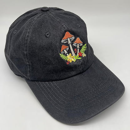 Cute Flower Hat, Elegant Floral Embroidered Adjustable Baseball Cap for Men Women, Gifts for Flower Lovers, Black