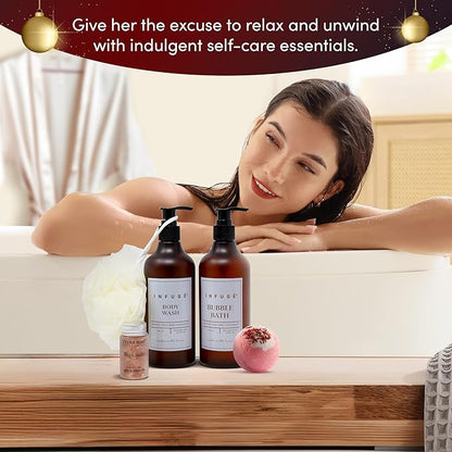 10-Piece Spa Gift Box for Women | Self-Care Set with Eye Mask, Loofa,Bath Bombs,Face Masks,Bubble Bath, Lotion, Body Wash & Bath Salt | Gift for Mom, Grandma, Wife, Bridesmaid or Loved Ones