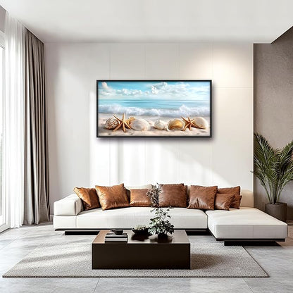 Beach Seashells Large Wall Art Framed Wall Decor for Living Room Ocean Pictures Oversized Canvas Print Painting Modern Extra Large Framed Artwork for Bedroom Office Home Decor 60"x30"
