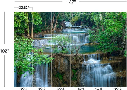 Cliouar-Kanchanaburi Waterfall Mural Wallpaper Peel and Stick 137" x 102"