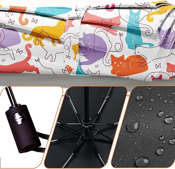 Small Compact Travel Automatic Folding Umbrella for Women, Portable Lightweight, Rain, Wind, UV Sun Shade