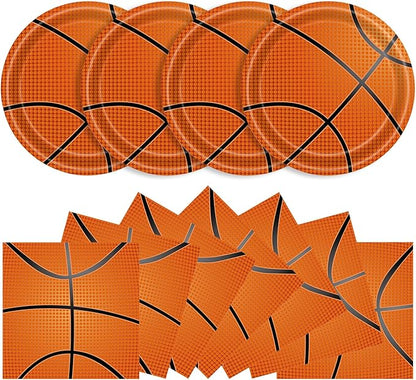 40 Pcs Basketball Plates and Napkins Party Supplies, Basketball Birthday Party Decorations Disposable Paper Plates and Napkins Tableware Set for Birthday Party Baby Shower Serves 20