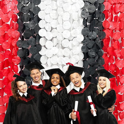 192Ft Red Black White Party Decorations Big Circle Dots Backdrop Streamer Garland for Graduation Birthday Bachelorette Engagement Baby Shower Wedding Las Vegas Casino Poker Pirate Party Supplies