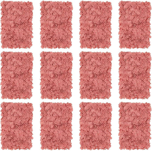 BLOSMON Flower Wall Panel Backdrop Decor: 12 Pcs 24 x 16 inches Dusty Pink Artificial Floral Backdrop for Wedding Party Baby Bridal Shower - Fake Silk Hydrangea Wall Decoration