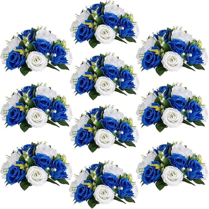 Flower Centerpieces for Wedding Tables: Wedding Table Decorations Royal Blue White Flower Balls Centerpieces for Engagement Cerebration Party Center Pieces 10 Packs