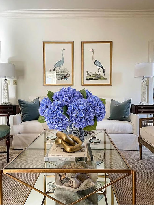 4 Pcs 20 '' Real Touch Hydrangeas Royal Blue Artificial Hydrangeas Flowers Faux Latex Hydrangea for Kitchen Living Room Porch Home Decor Baby Shower Party Wedding Xmas Table Centerpiece