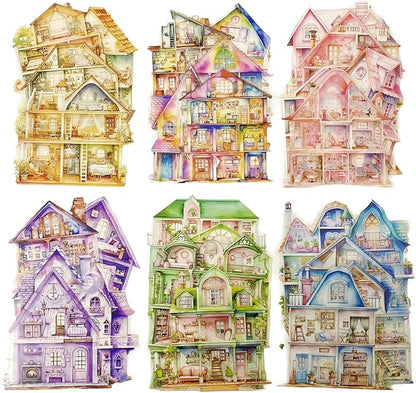 TIAMECH Dreamy Little Nest PET Stickers - 30 Pcs Warm Home & Rainbow Residence Cottage Design, Waterproof Sticker for Journaling & Scrapbooking, Junk Journal Supplies, Ephemera & DIY Crafts