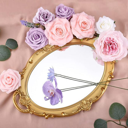 Jspupifip Purple Pink Artificial Flowers Combo Box, Silk Floral Wedding Bouquets Rose with Stem for DIY Wedding Arrangement Bridal Baby Shower Flower Vase Centerpiece Cake Decor