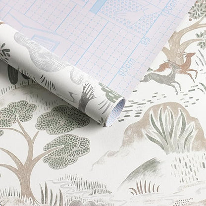 Erfoni 16.9"x197" Boho Forest Peel and Stick Wallpaper Green/Brown/White Contact Paper Forest Self Adhsive Peel and Stick Contact Paper DIY Removable Wallpaper for Bedroom Kids Nursery Decor