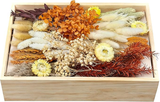 DIY Dried Flower Set, Bulk Dried Flowers,Autumn Decoration, DIY Bouquet Set, Door Hanging Wreath, Desktop Decorations Mini Dried Flowers (Orange)