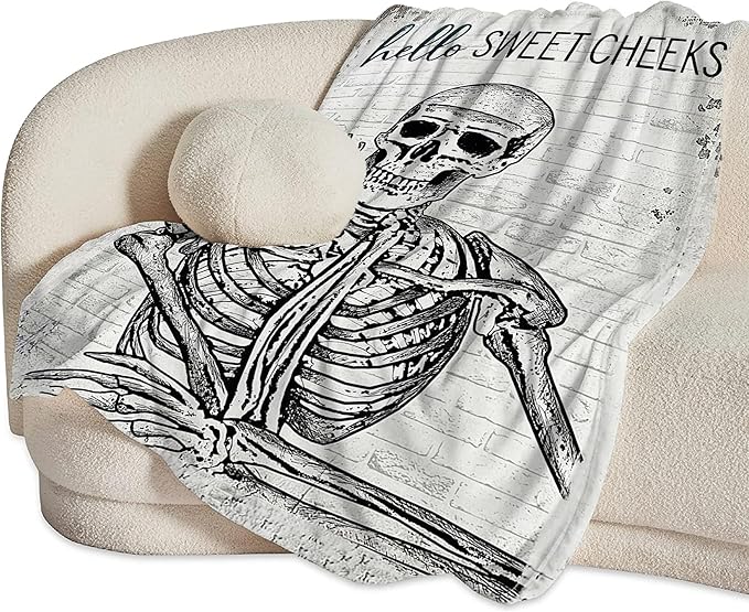 Funny Skull Throw Blanket - Skeleton Gifts & Decor - Soft, Warm, Cozy Fleece Blanket for Boys, Men, Girls, Women, Kids & Adults - 80"x60"