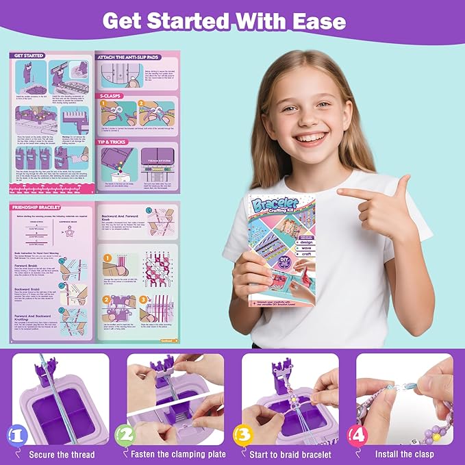 IFLOVE Arts and Crafts for Kids Ages 8-12,Friendship Bracelet Making Kit for Girl,DIY Arts and Crafts Maker for Kids,Jewelry Making Kit Christmas Gifts for Ages 6 7 8 9 10 11 12 Year Old (Purple)
