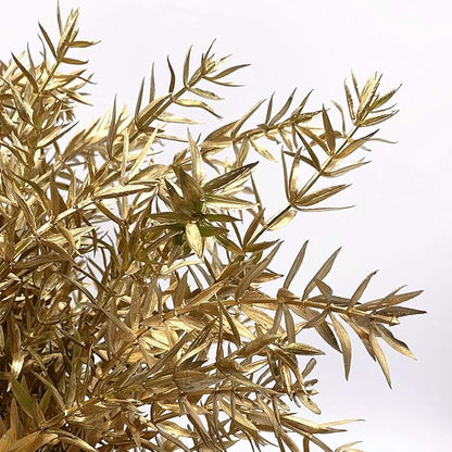 CATTREE Artificial Plants for Christmas, Faux Grass Shrubs Fake Sharp Leaves Gold 3 Pack, Simulation Leaf Bushes for Home Indoor Outdoor Garden Wedding Decoration Hall Table Planter Filler