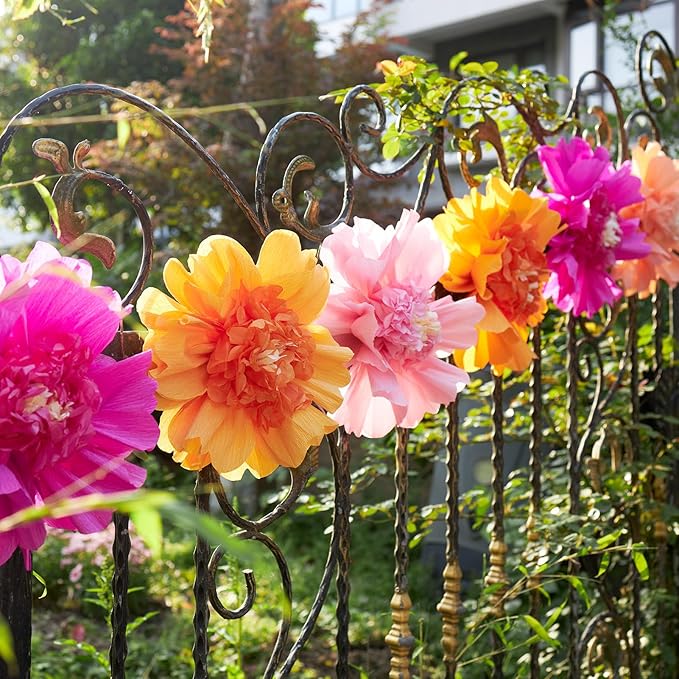12PCS Tissue Paper Flowers，Handmade Colorful Giant Crepe Artificial Flowers Decorations for Wall,12 Inches Large Flowers for Wedding Birthday BabyShower Party Home Decor Supplies