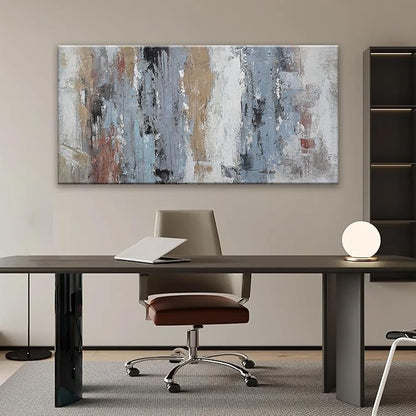 Abstract Wall Art Painting Modern Wall Decor Living Room Canvas Art Wall Decor Office Teal Blue White Wall Art Canvas Prints Artwork For Bathroom Kitchen Colorful Wall Decoration 24 X 48 Inch