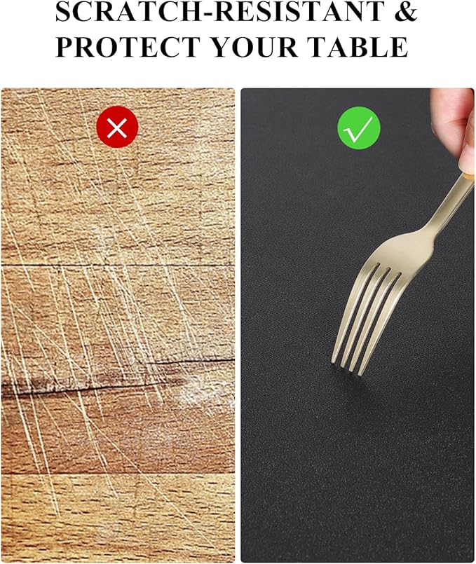 Black Plastic Table Cover Protector, 48" Round Waterproof Easy Flat PVC Desk Pad Mat, 1.5mm Thick Vinyl Table Top Protector for Dining Room Table, Office, Dresser