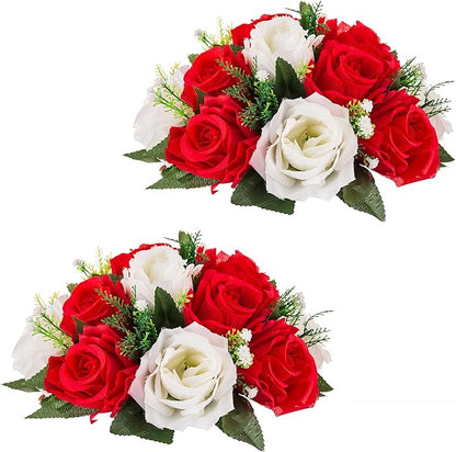 Flower Centerpieces for Wedding Tables: Wedding Table Decorations Red & White Flower Balls Centerpieces for Engagement Cerebration Party Center Pieces 2 Packs