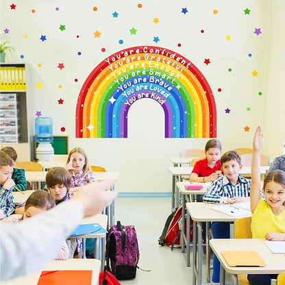 Large Rainbow Wall Sticker Colorful Inspirational Wall Decals for Classroom Peel and Stick Kids Nursery Walls Stickers You are Motivational Art Murals Vinly Decal for Baby Room Playroom Toddler Decor