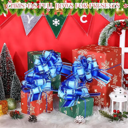 WILLBOND 20 Pieces 6 Inch Pull Bows Gift Wrapping Ribbon Pull Bows for Christmas Wedding Baskets Valentine Multicolor Wrap Accessory for Gift Present Holiday Decor(Blue Mixed Light Blue)