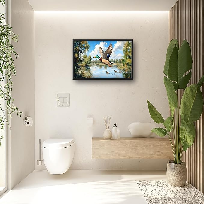 Farmhouse Duck Large Wall Art Framed Rustic Wall Decor for Living Room Lake Duck Hunting Pictures Oversized Canvas Print Painting Modern Extra Large Framed Artwork for Bedroom Office 36"x24"