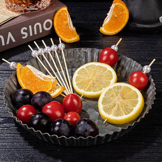 200 Pcs Cocktail Picks, 4.7 Inch Toothpicks for Appetizers Long Cocktail Appetizer Skewers White Pearl Decorative Cocktail Sticks for Drinks, Fruit, Charcuterie, Wedding Food Party Fancy Toothpicks