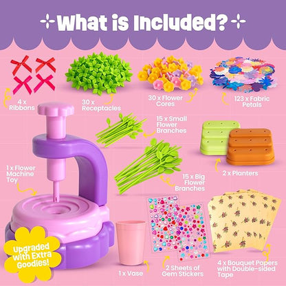 Flower Bouquet Making Kit Toy for Kids - 5 Year Old Girl Gift, Toys for 7 Year Old Girls Gifts, Arts and Crafts for Girls Ages 4 5 6 7 8 8-12 + Christmas Gift Ideas - 6 Year Old Girl Gifts Birthday